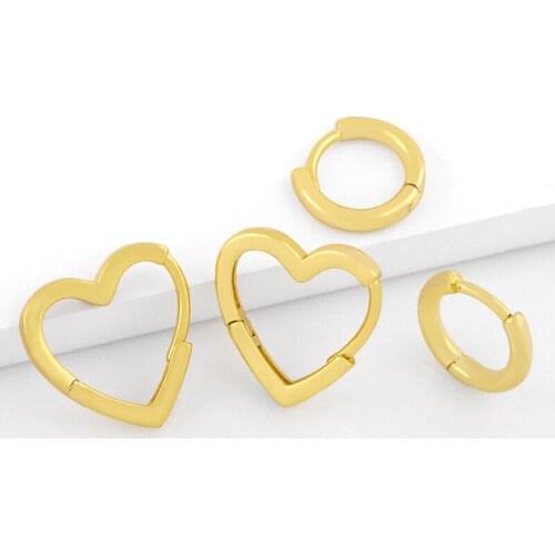 Gold Filled Small Heart Hoop Earrings For Women Round Circle Polished Huggie Earrings Wholesale Jewelry Female Gifts ersv03
