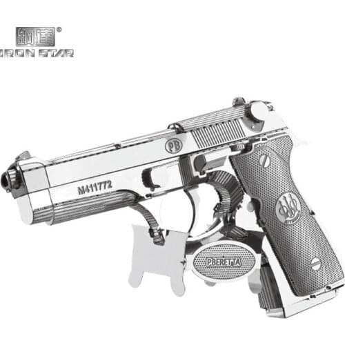 Iron Star W11102 3D Metal Jigsaw Puzzle Model Kit BERETTA 92 Assembly Model Building Kits For Adults DIY 7.2x1.2x4.6CM