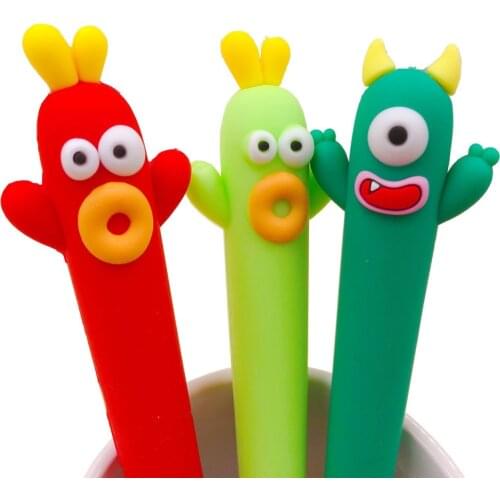 Cartoon Cute Little Monster Gel Pen Korea Stationery Silicone 0.5mm Pen for Kids Gift Kawaii School Supplies