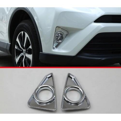 ABS Chrome Front Fog Light Lamp Cover Trim Molding Bezel Garnish For Toyota RAV4 2016 2017