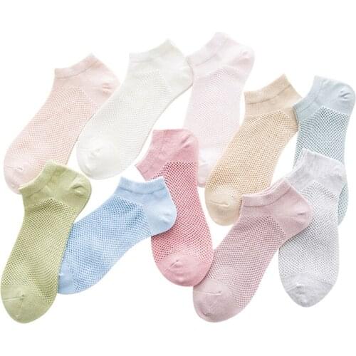5pairs Fashion New Arrival Womens Socks Casual Summer Style Ankle Socks Girl Socks Mesh Thin Breathable Sock Meia Sox Calcetines