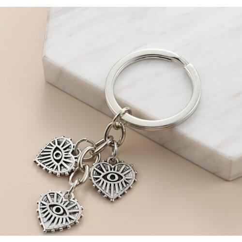 New Design Keychain Eye Key Ring Heart Shaped Key Chains For Women Men Handbag Accessorie Car Hanging DIY Jewelry Handmade