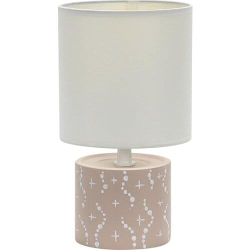 New Andy Ceramic Lampshade, E14 Cap, On/off Button 1,5m Wired, Pink Body, white Hat Lampshade