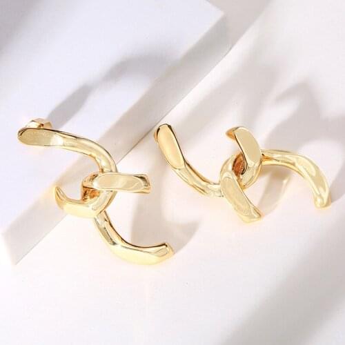 Charm Chunky Chain Stud Earrings for Women Gold Filled Stainless Steel Minimalism Jewelry