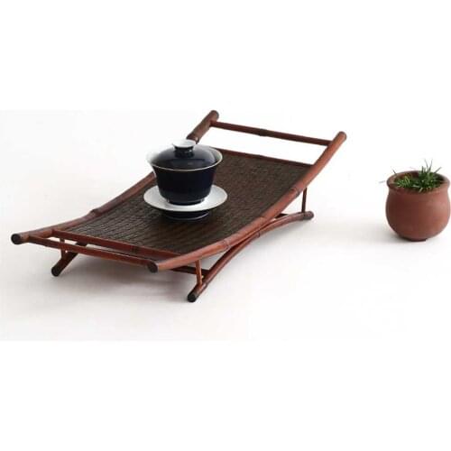 Chinese Style Cake Dessert Bread Snack Organizer Tray Plate Natural Bamboo Coaster Teacup Teapot Coffee Cup Mug Storage Holder