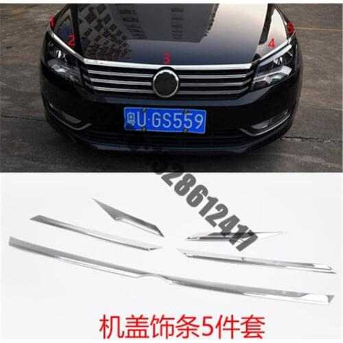 Stainless steel Front Grille Around Trim Racing Grills Trim For 2011 2012 2013 2014 2015 Volkswagen Passat B7 5PCS