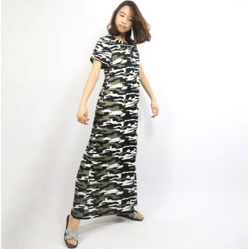 Maxi dresses for women military camouflage military dress clothing women female beach fashion camouflage long beach dress DZ1008