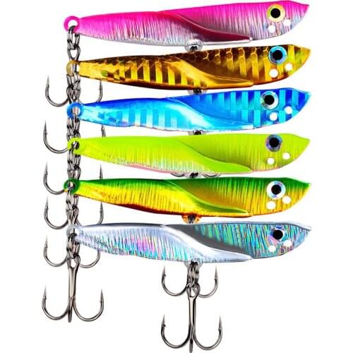 Sea Fishing Lure Outdoor 6Color VIB Metal Hard Bait Bass With Hook Sinking Bionic Bait 5.5cm/6cm/7cm 11g/15g/21g 3D Eyes