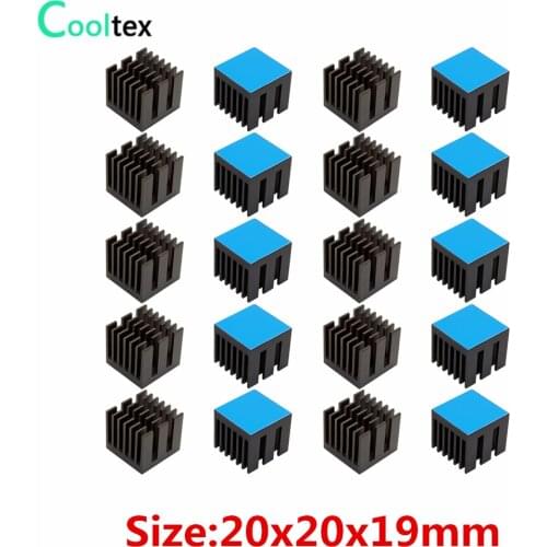 20pcs 20x20x19mm Aluminum Heatsink Heat Sink Radiator For Electronic Chip Cooling With Thermal Conductive Double sided Tape