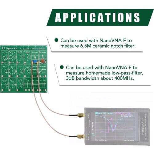 RF Demo Kit for NanoVNA VNA RF Test Board Vector Network Test Filter / Attenuator Green Board