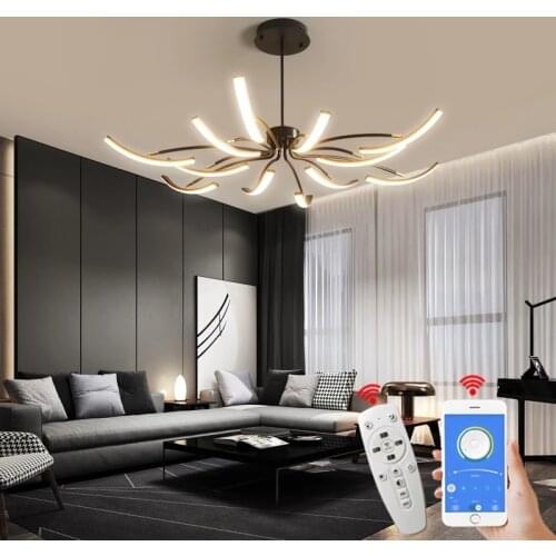 NEO Gleam Black/White/Gold Modern led Chandelier bedroom study Living Room Suspension luminaire Hanging Chandeliers Żyrandol