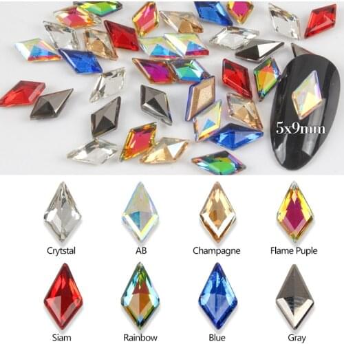 30pcs arrow nail art rhinestone pointed bottom strass glass material 5x9mm 3D nail art DIY decorations