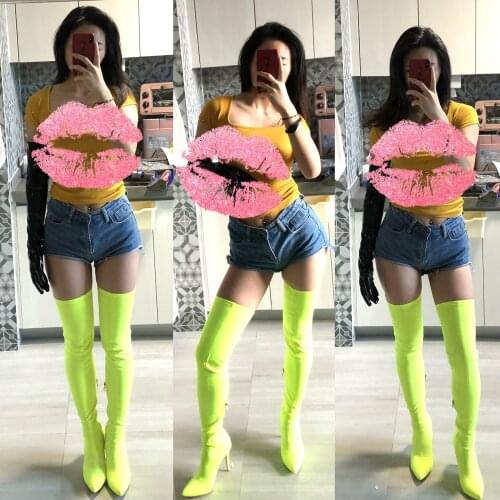 TIMETANG Personal Customized Boot Sexy Women Boots Stretchy Pointed Toe Tightness Long Boots Over the Knee Ladies Shoes Big Size