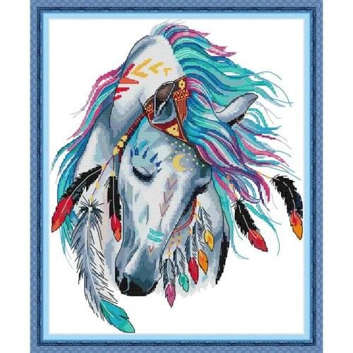 Everlasting Love Rainbow Horse Chinese Cross Stitch Kits Ecological Cotton Stamped Printed 14CT DIY New Christmas Decorations