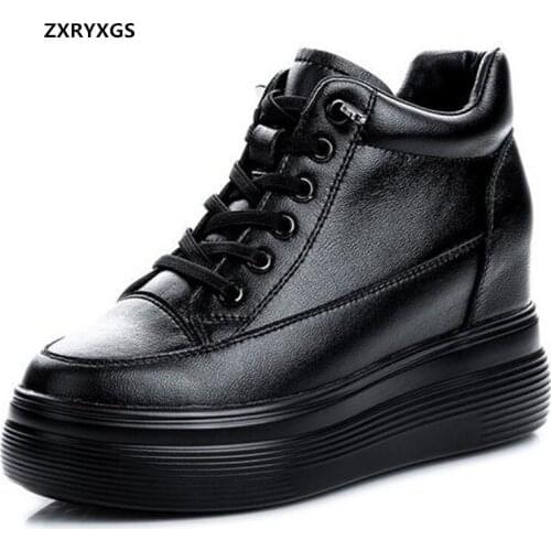 2021 New Autumn Thick Bottom Increased Within Heighten Shoes High Heels Wedges Women Sneakers Ankle Boots Winter Warm Boots