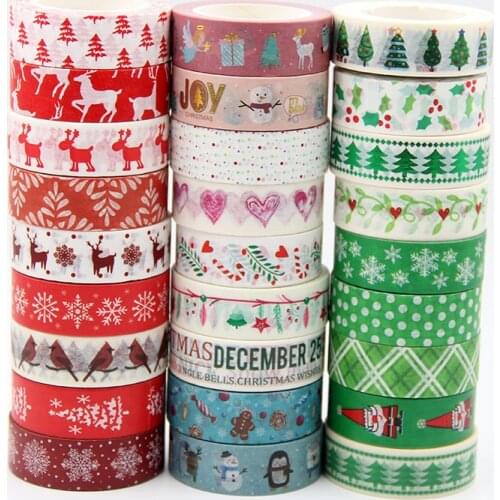 1PC Christmas Washi Tapes Snowflake Reindeer Stripes Kawaii Masking Tapes Stickers Stationery Scrapbooking School Supplies