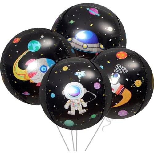 2pcs/lot 4D ball astronaut black star night UFO Outer space Foil Balloon science school Birthday Wedding Bar Photo Props Decorat