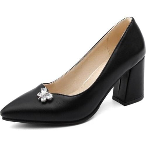 2018 chun xia fashionable point diamond thick with high size and size 32 shallow mouth professional shoes 18116-46