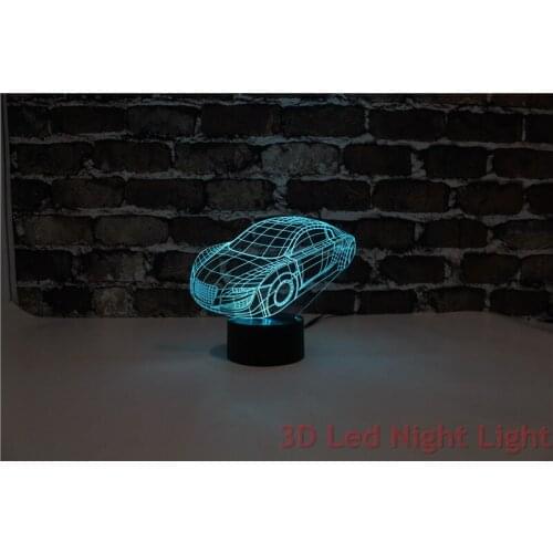 Promotional Gift 3D Santa Gift Led Supercar Night Lights with CE and RoHS Certificate YJM-2907