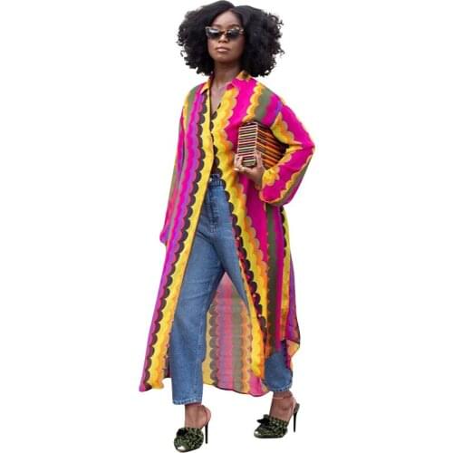 African Dresses for Women Summer Sexy African Women Long Sleeve Printing Long Coat African Clothes Women