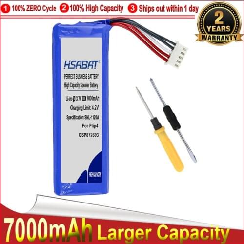HSABAT 0 Cycle 7000mAh GSP872693 01 Battery for JBL Flip 4,Flip 4 Special Edit High Quality Replacement Accumulator