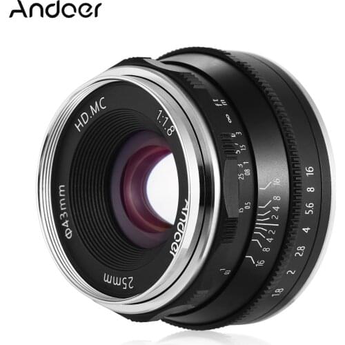 Andoer 25mm F1.8 Manual Focus Lens Large Aperture Mirrorless Camera Lens E-Mount Lens for Sony A6600 A6100 A6400 A6500 A6300