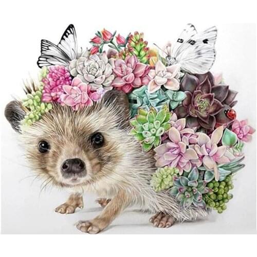 ARMYQZ Diamond Painting Kit Hedgehog Home Decor Embroidery Animal Succulents Mosaic Cross Stitch Wall Stickers