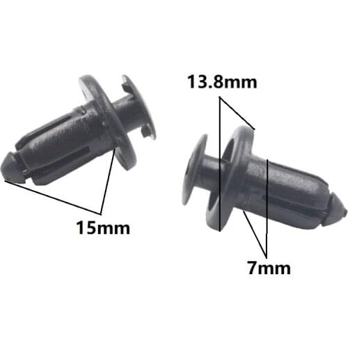 50Pcs 7mm Hole Black Plastic Rivet Auto Panel Push Clip Retainer For Toyota