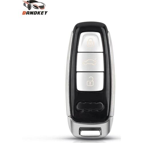 Dandkey Key Shell For Audi A6 C8 A7 A8 Q8 2017 2018 2019 2020 Fob 3 Buttons Remote Car Key Case Cover With Blank Uncut Blade