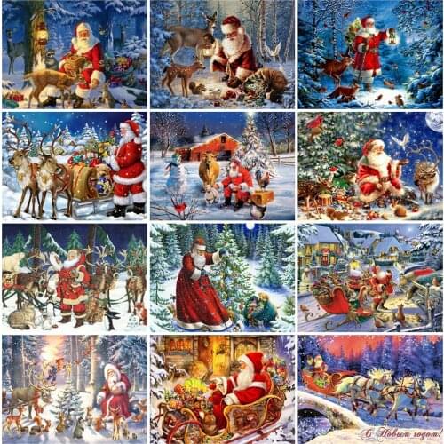 EverShine Diamond Painting Santa Claus Full Square Diamond Embroidery Cartoon DIY Picture Of Rhinestone Wall Art Handmade Hobby
