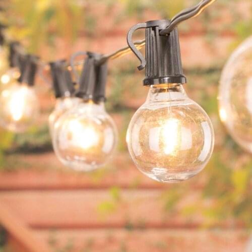 Globe Bulb String Lights 25Ft G40 With 25 Clear Ball Vintage Bulbs Indoor Outdoor Hanging Umbrella Patio For Wedding
