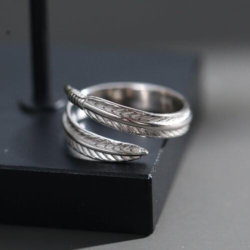 Dainty Feather Open Metal Rings For Women Men Hip Hop Jewelry Male Female Wedding Small Ring Charm Silver Color Engagement Ring
