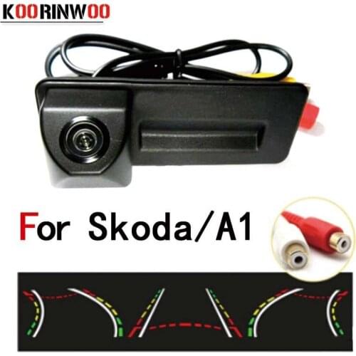 Koorinwoo CCD HD Reversing Trajectory Tracks Dynamic Track Camera Rear View Night Vision Car Reverse For Audi/Skoda A1 Octavia