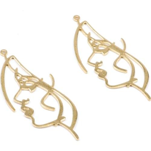 Brass Disc Charms,Earring Finding, Face Shape Pendant,Blanks With 1 Hole Earring,Fit For DIY Necklace,Pendants,50.5x22mm,RB-1101