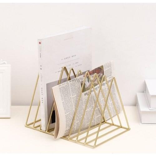 Metal Iron Storage LP Record Rack Triangle Shaped Book Magzine Holder Multifunction Desk Record Shelf Organizer Home Office Deco