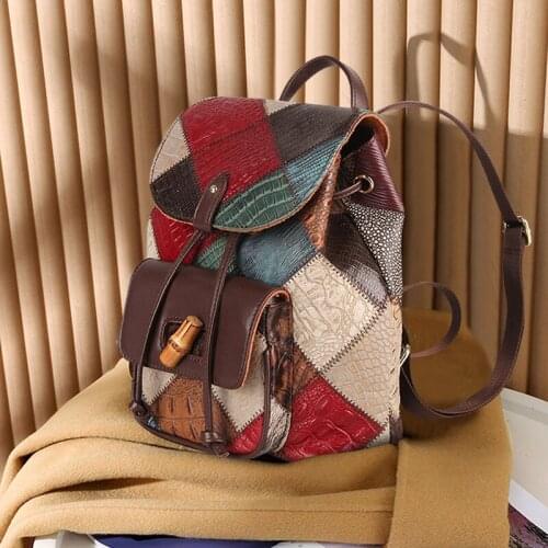 Drawstring Fashion Backpack Female 2021 Trend Casual leather shoulder bag wild retro Korean version of the net red shoulder bag