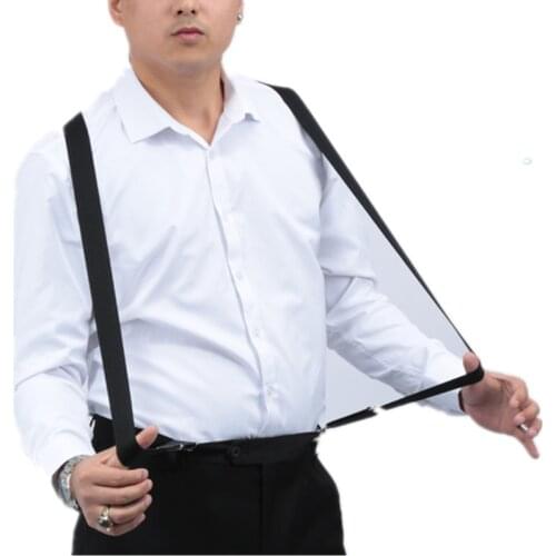 BD054-3.5*140 cm X-back Mens Suspenders Black Elastic Adjustable Hold up pants Braces for Children Adult Wedding Shirt Match