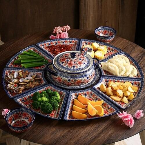 Ceramic Dinner Plate Set Brings Soup Pot Rice Soup Bowl Household 8 People Use Assorted Dishes Festival Party Bowl