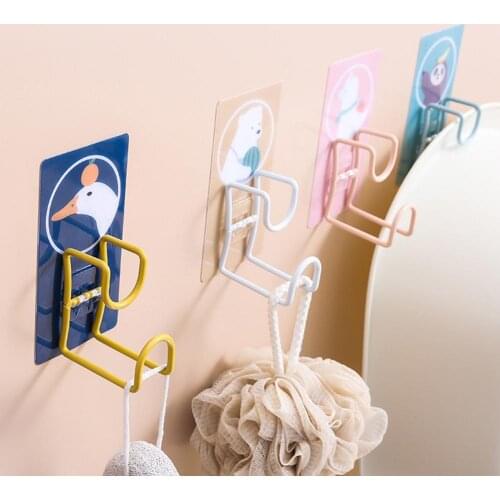 Cartoon Animal Wall Mount Kitchen Bathroom Washbasin Bag Storage Hanger Hook Rack Holder