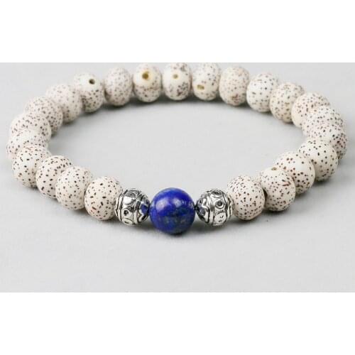 Natural Lapis Lazuli Bodhi Seed Beaded Bracelet Unisex Buddhist Prayer Yoga Meditation Beads Wrist Men Jewelry Handmade Women