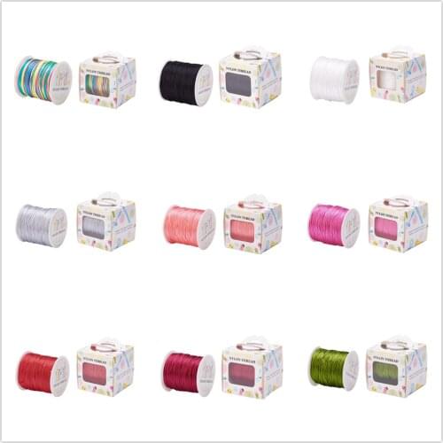 1 Roll Nylon Thread Rattail Satin Cords 1mm 1.5mm Bracelet Necklace Jewelry Finding Accessories With Box 34 colors choose