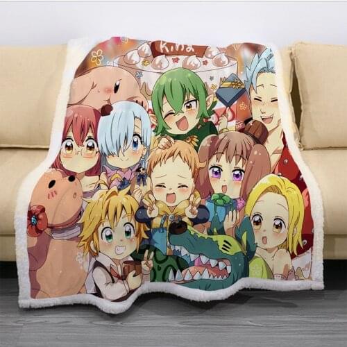 2020 NEW The Seven Deadly Sins Blanket 3D Print Sherpa Blanket on Bed Kids Girl Flower Home Textiles Dreamlike Style 02