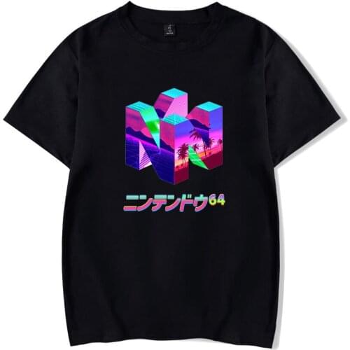 New Brand Classic Game N64 Printing Summer Cotton Funny T Shirts Short Sleeves T-shirt Vaporwave Men T Shirt Fashion Streetwear
