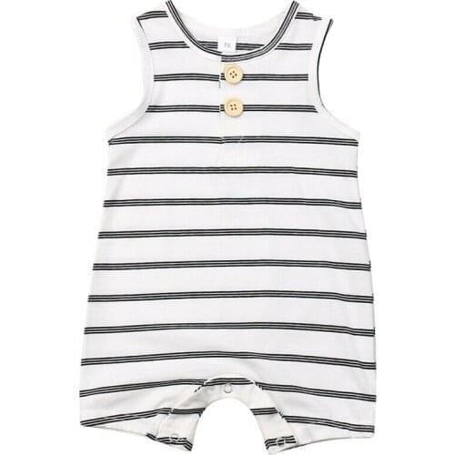 New Kid Baby Boy Girl Striped Clothes Sleeveless Romper Coming Home Outfits