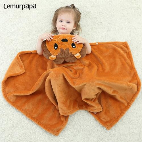 New Arrival Baby Blankets With Hoodie 3D Lion Animal Bath Towel Boys Girls Flannel Soft Cartoon Sleeping Blankets Warm Infant