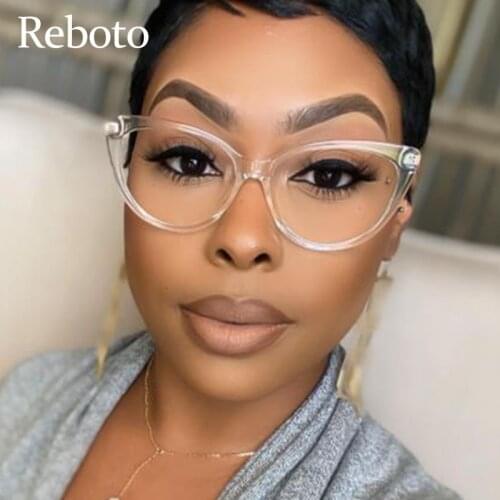 Sexy Cat Eyes Womens Glasses Transparent Anti Blue Light Optical Glasses Frames Oversized TR90 Fashion Computer Eyeglasses