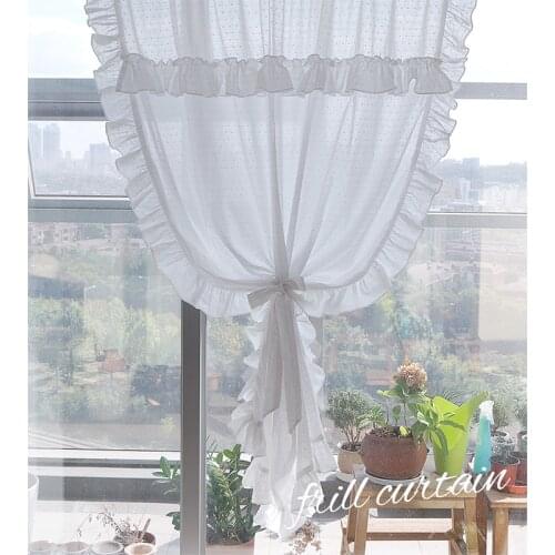 Pastoral Sheer Curtains for Living Room Bedroom White Lace Tulle Door Kitchen Short Curtain Simple Voile Curtain Window Decor