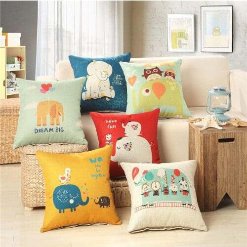 Hap-deer flock printing kartoon animal Cushion for Sofa Car seat housewarming gift Throw Pillow Home Decorative almofada yan