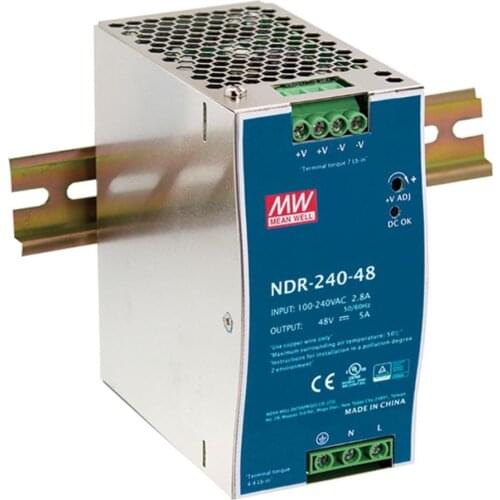 MEAN WELL 240W/48V 5A Industrial DIN-RAIL Power Supply for Industrial PoE Media Converters and Ethernet Switches