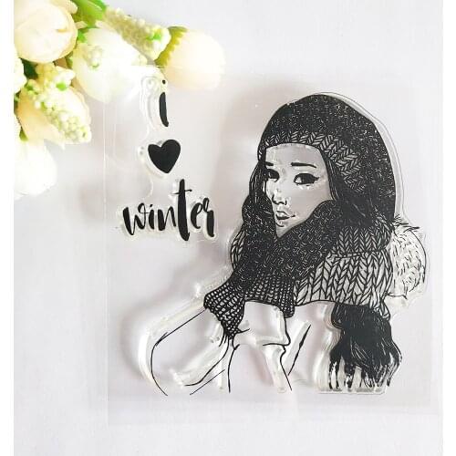 Girl Holding Face Transparent Clear Stamp/Seal for DIY Scrapbooking / Photo Album Decorative Silicone Stamps Sheets
